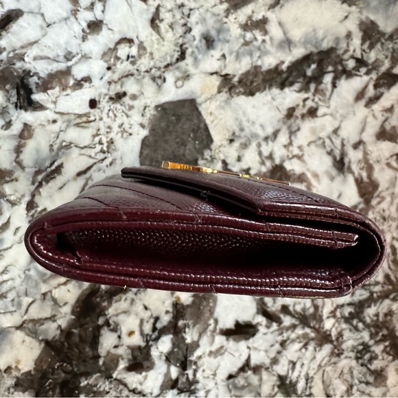 RESERVED Yves Saint Laurent Brown/Dark Burgundy Compact Wallet - Picture 13 of 14